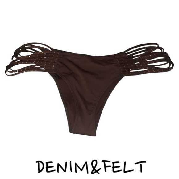 SKIMS Rhinestone Swim Strappy Bottoms | Color: Cocoa | NEW/NWT!!🤎🤎☀️☀️🏝️🏝️ - Picture 8 of 9